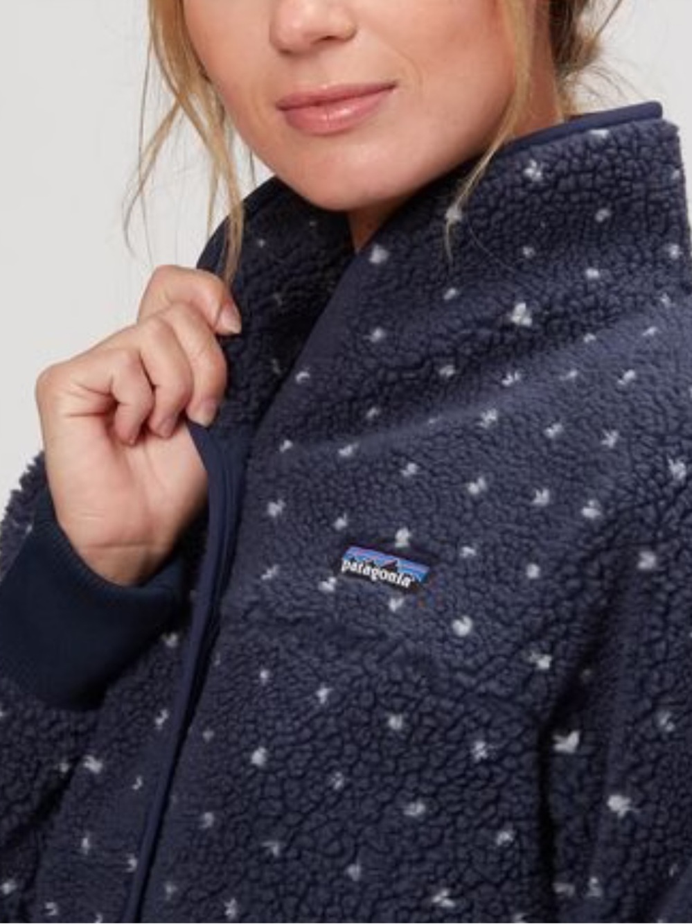 Patagonia Women's Snap Front Retro-X® Jacket in a blue polka dot fleece